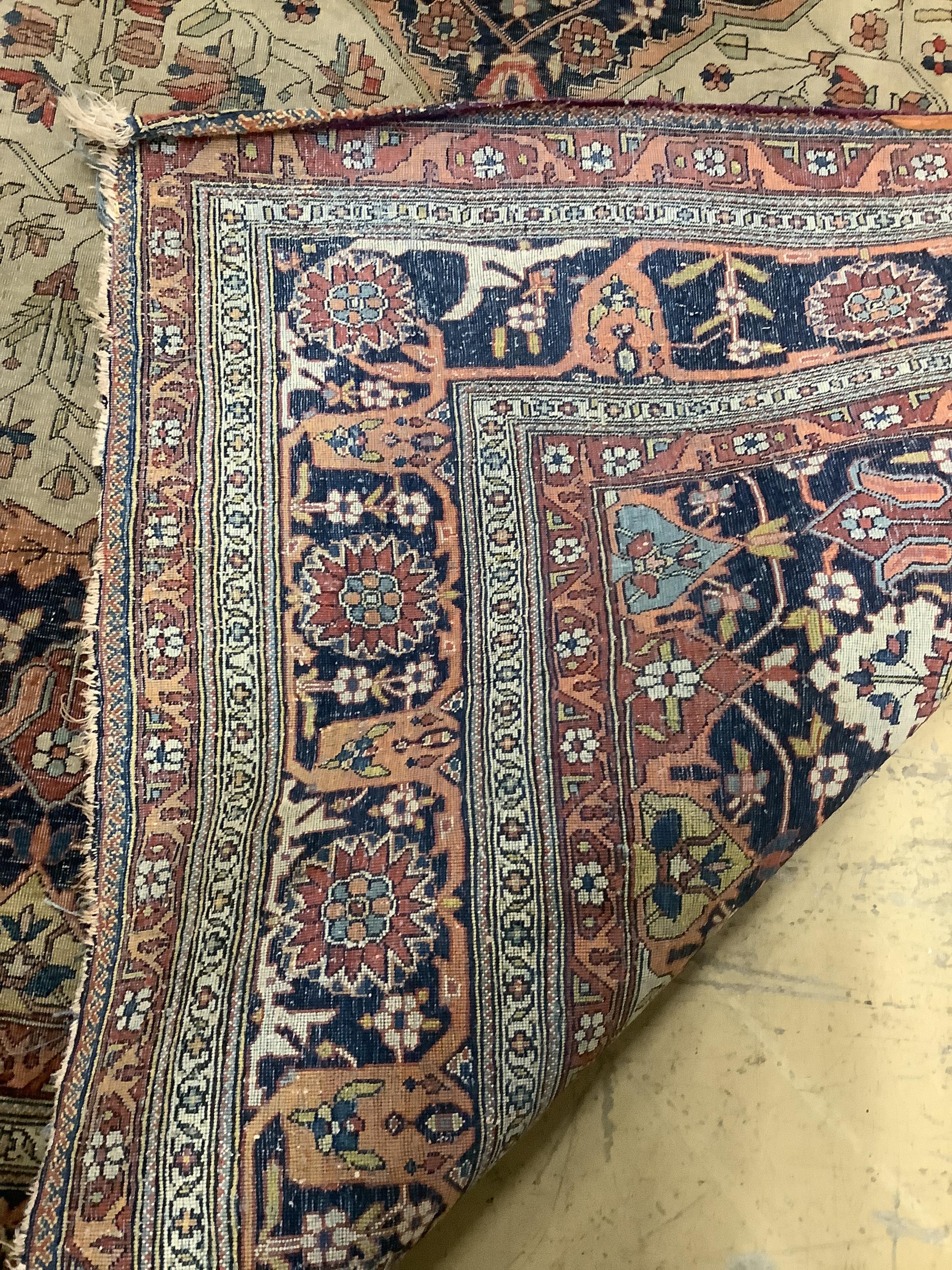 An antique Kashan ivory ground rug, 194 x 134cm
